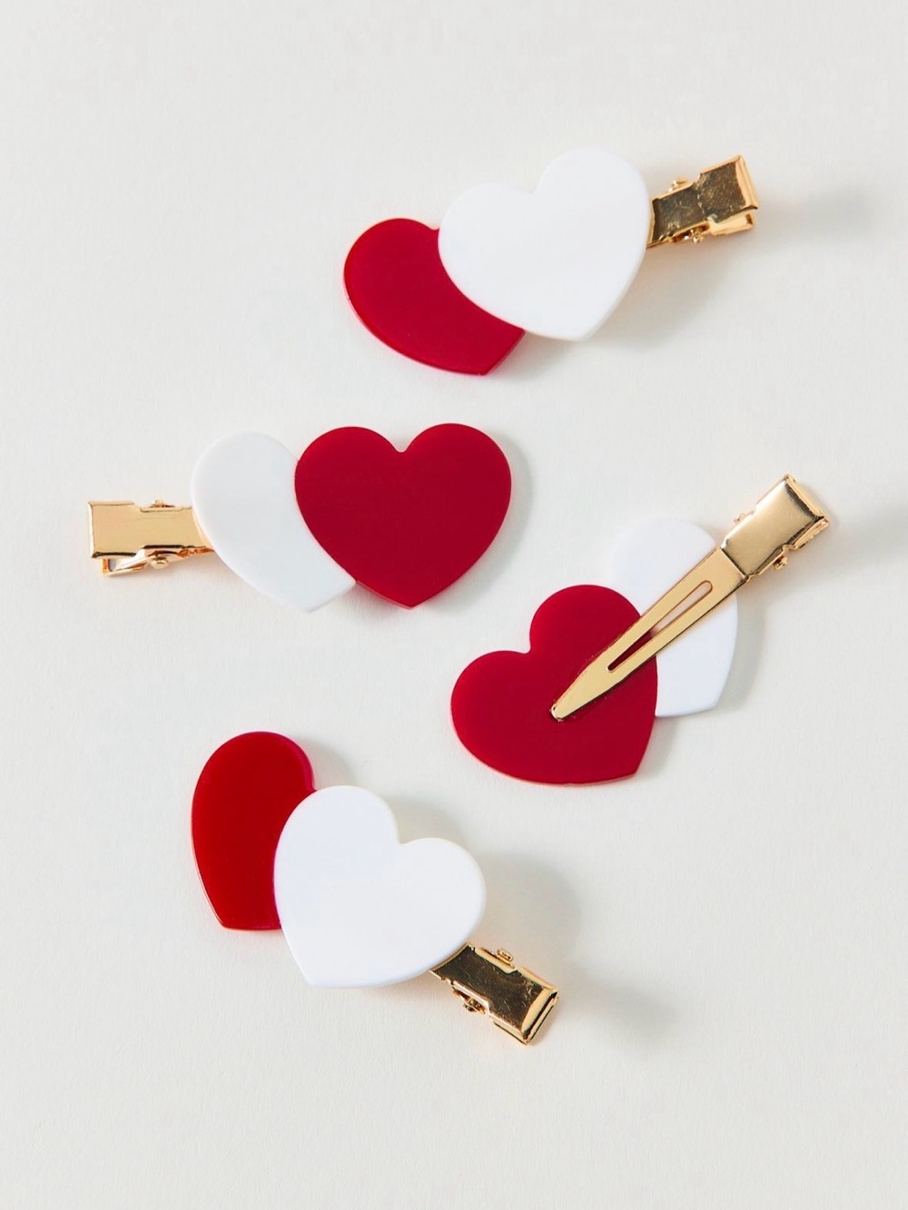 For Love & Lemons UO Exclusive Crease-Free Hair Clips Set | Red & White | NWT